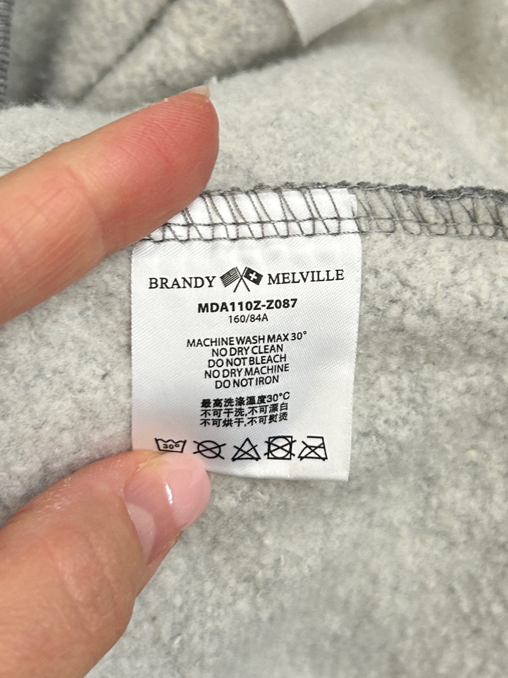 Brandy Melville gray neutral full zip Christy hoodie one size - Picture 5 of 6